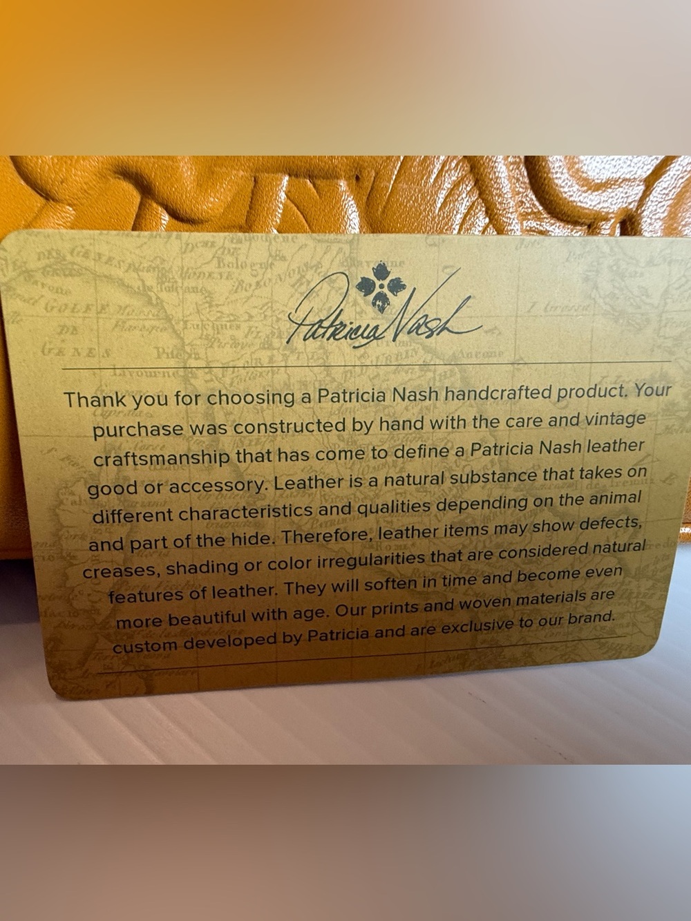 Patricia Nash Mustard Yellow Embossed Floral Satchel - Picture 5 of 7